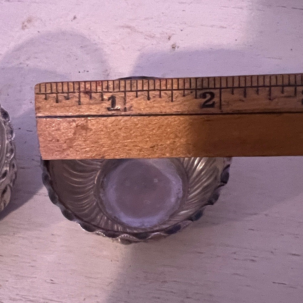 Set Antique Sterling Silver Alexander Clark London Salt Cellars & inserts - Picture 5 of 6
